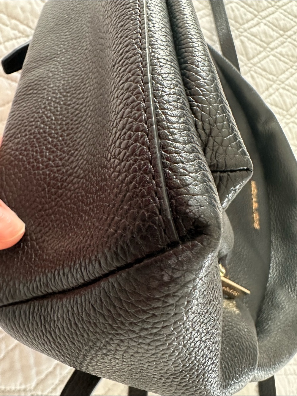 MICHAEL KORS Black Pebble Leather Mini Backpack with Gold Accents - Picture 4 of 9